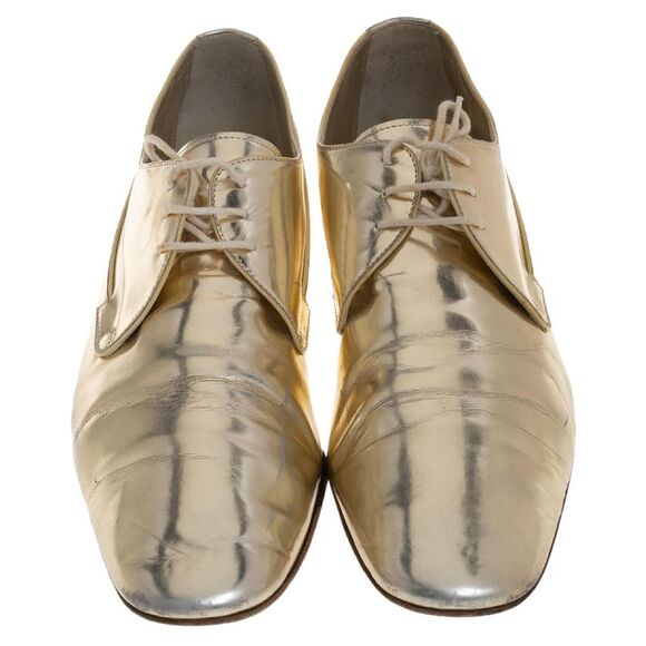Louis Vuitton Gold Patent Leather Lace Up Derby Size 44 - Picture 3 of 4